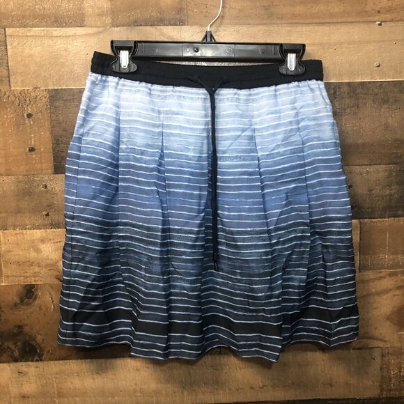VINCE Blue Ombre Stripe Drawstring Skirt XS NWT Silk Casual Lightweight Pull-On - Picture 1 of 4